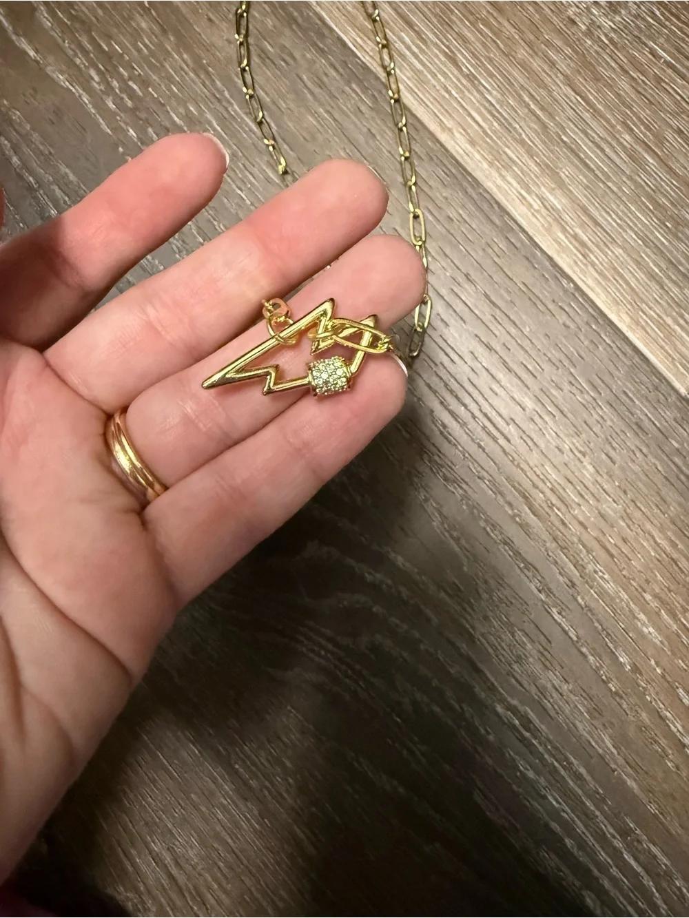Gold Lightning Bolt Long Loop Necklace